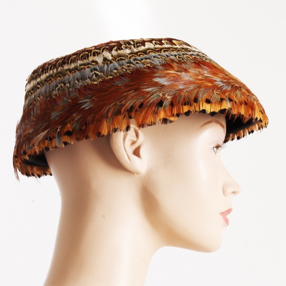 Vintage Dana Marte Original Hat with Feathers Mushroom Style Rare Retro 60s main image 8